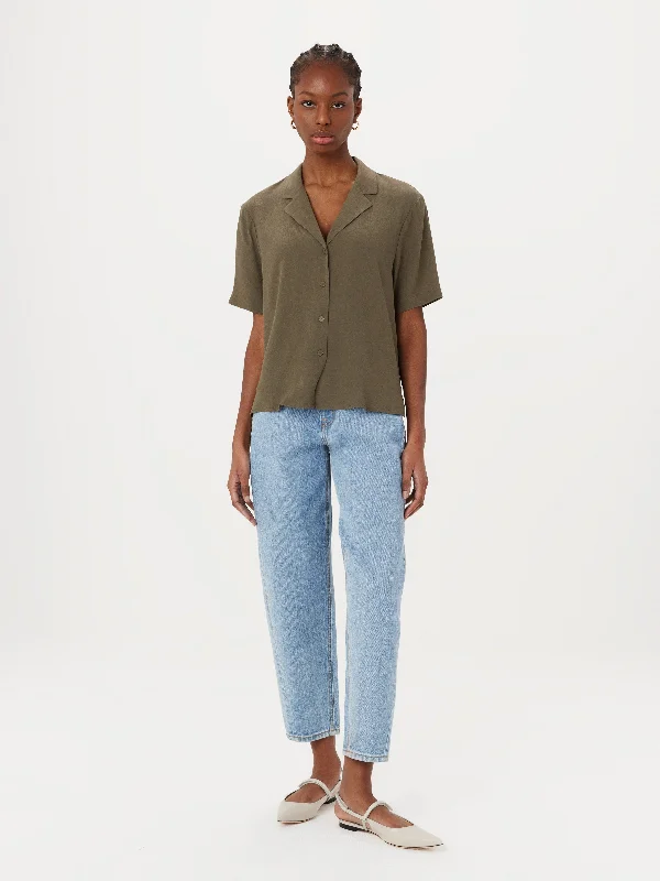 The Camp Collar Blouse in Dark Khaki