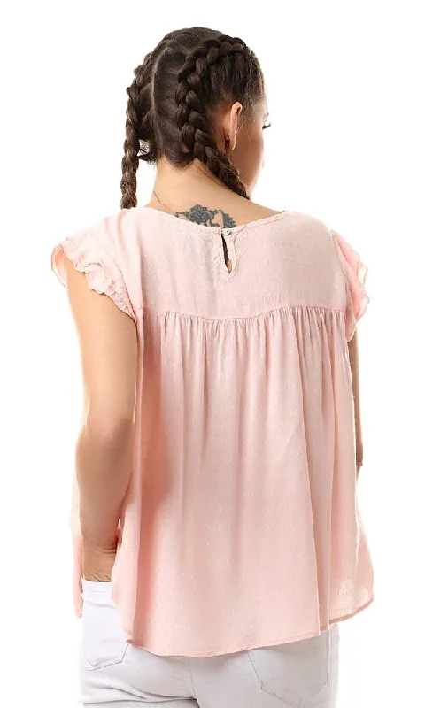 57049 Ruffle Sleeveless Peach Loose Blouse