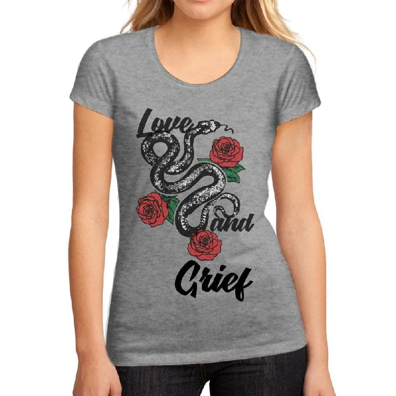 Women's Low-Cut Round Neck T-Shirt Love and Grief Grey Marl