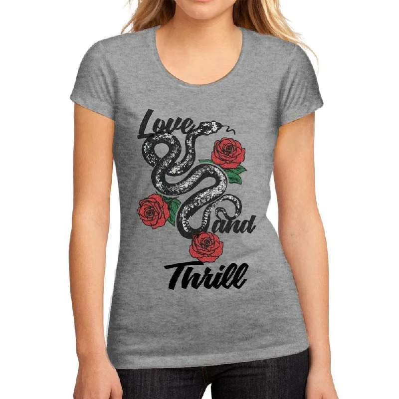 Women's Low-Cut Round Neck T-Shirt Love and Thrill Grey Marl