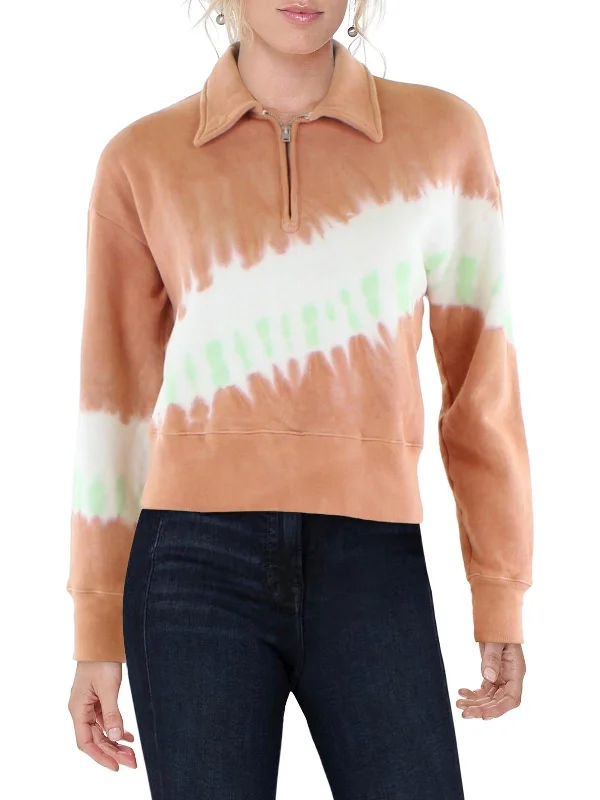 70s Womens Tie-Dye 1/2 Zip Sweatshirt