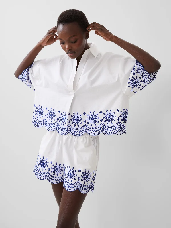 Alissa Cotton Embroidered Popover Shirt