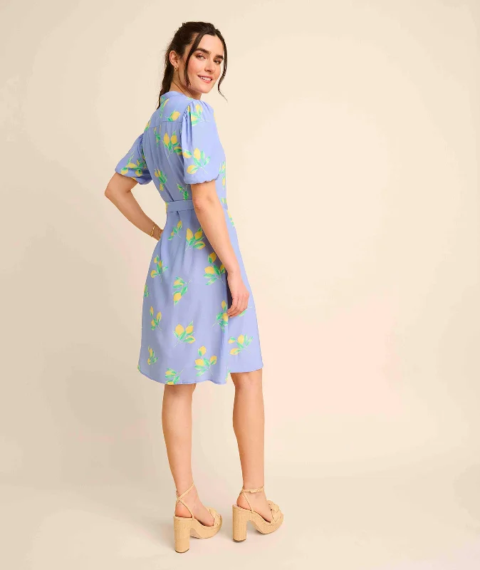 Short Sleeve Lemon Print Midi Alix Dress