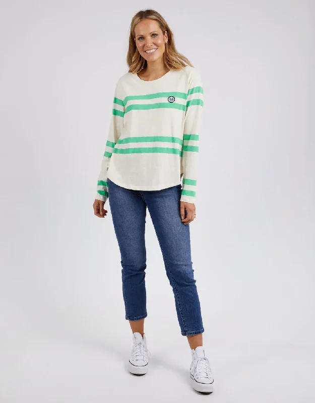 Allegra Long Sleeve Tee - Meadow/Vintage White Stripe