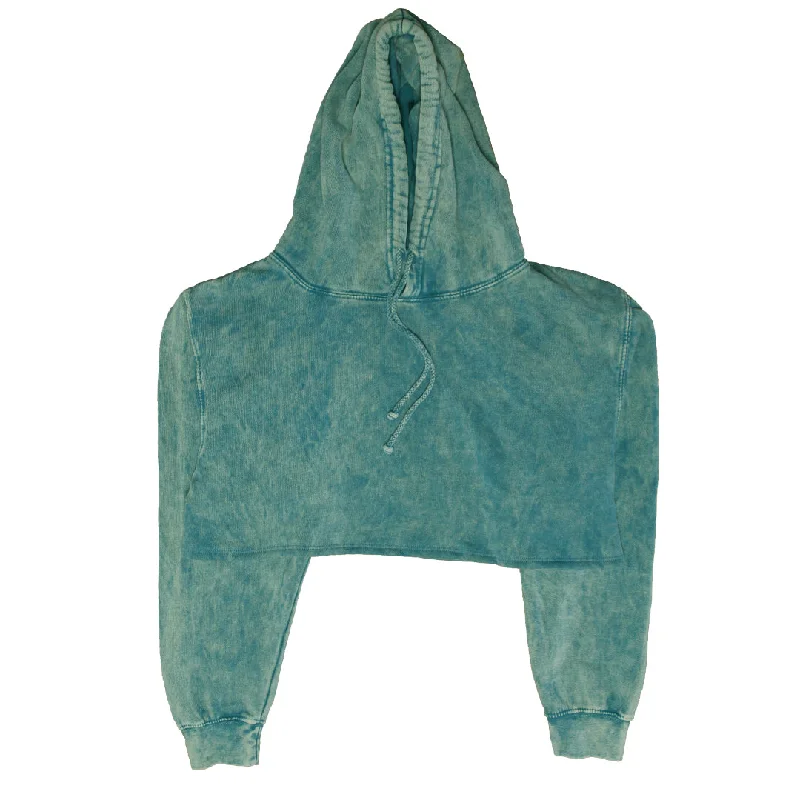 Aqua Mineral Wash Crop Top Hoodie