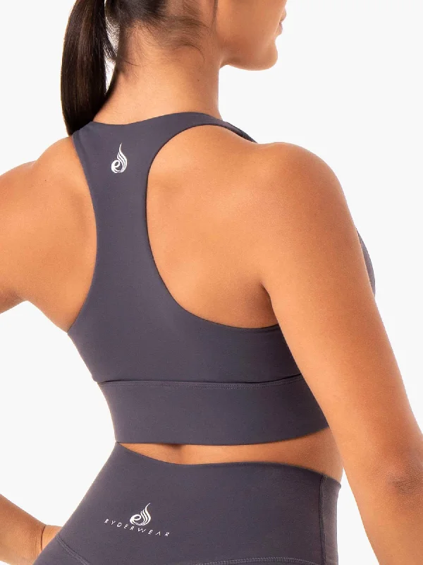 Base Racer Back Sports Bra - Charcoal