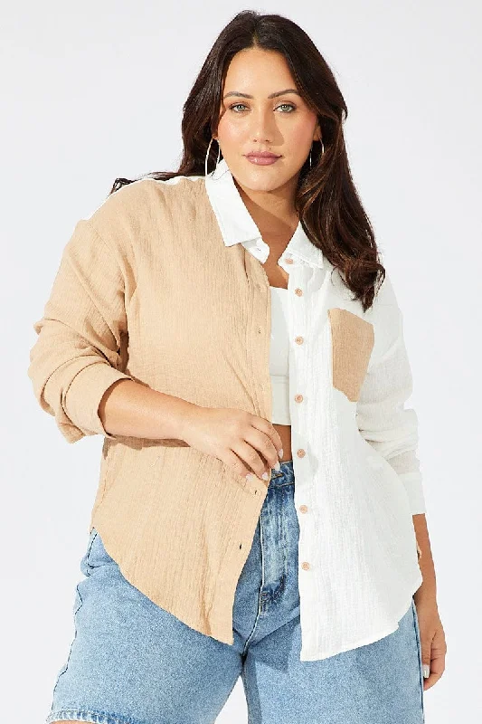 Beige Relaxed Shirt Long Sleeve