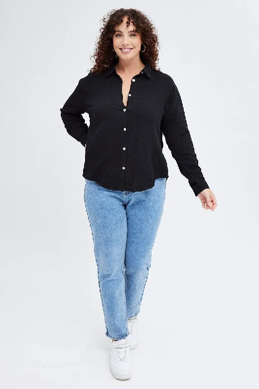 Black Relaxed Shirt Long Sleeve