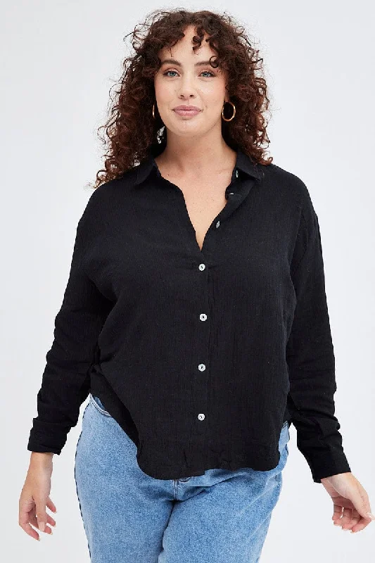 Black Relaxed Shirt Long Sleeve