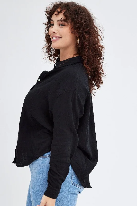 Black Relaxed Shirt Long Sleeve