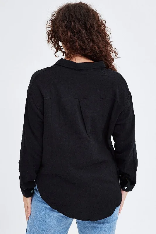 Black Relaxed Shirt Long Sleeve