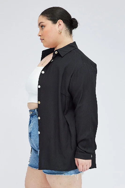 Black Relaxed Shirt Long Sleeve