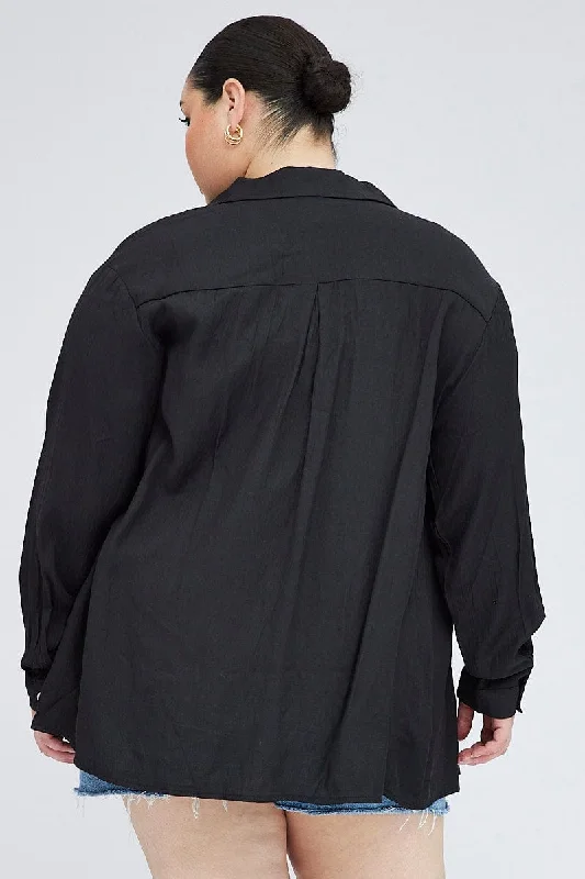 Black Relaxed Shirt Long Sleeve