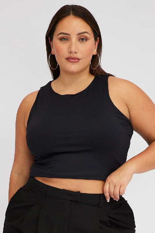 Black Tank Top Crew Neck Supersoft