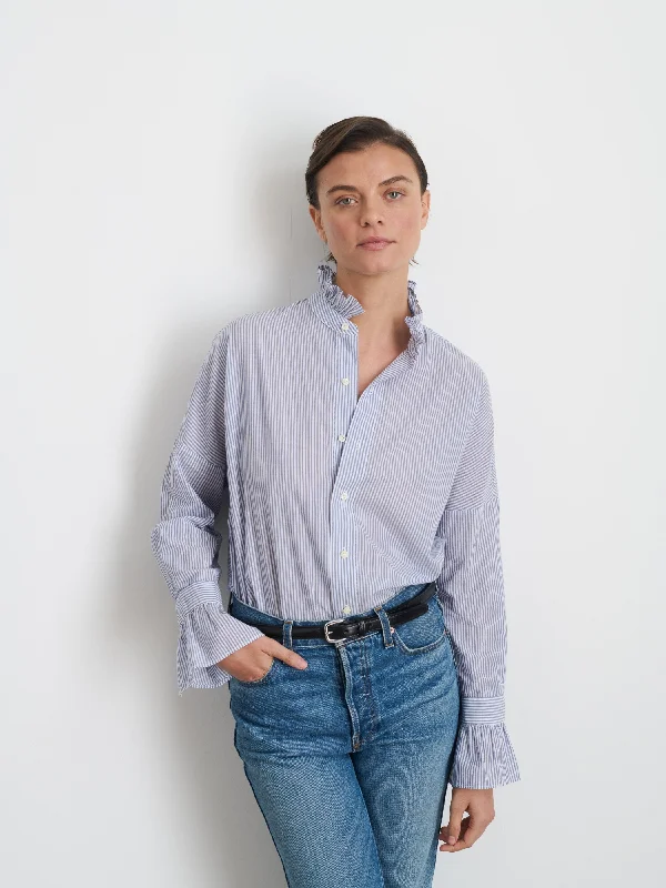 Blake Ruffle Shirt In Striped Voile