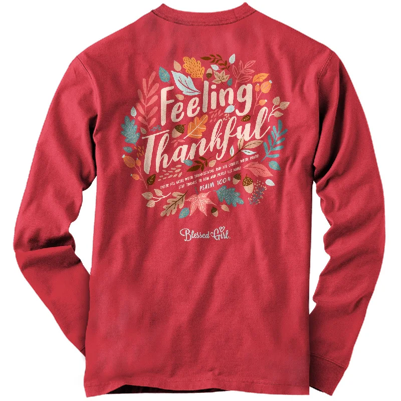 Blessed Girl Womens Long Sleeve T-Shirt Feeling Thankful