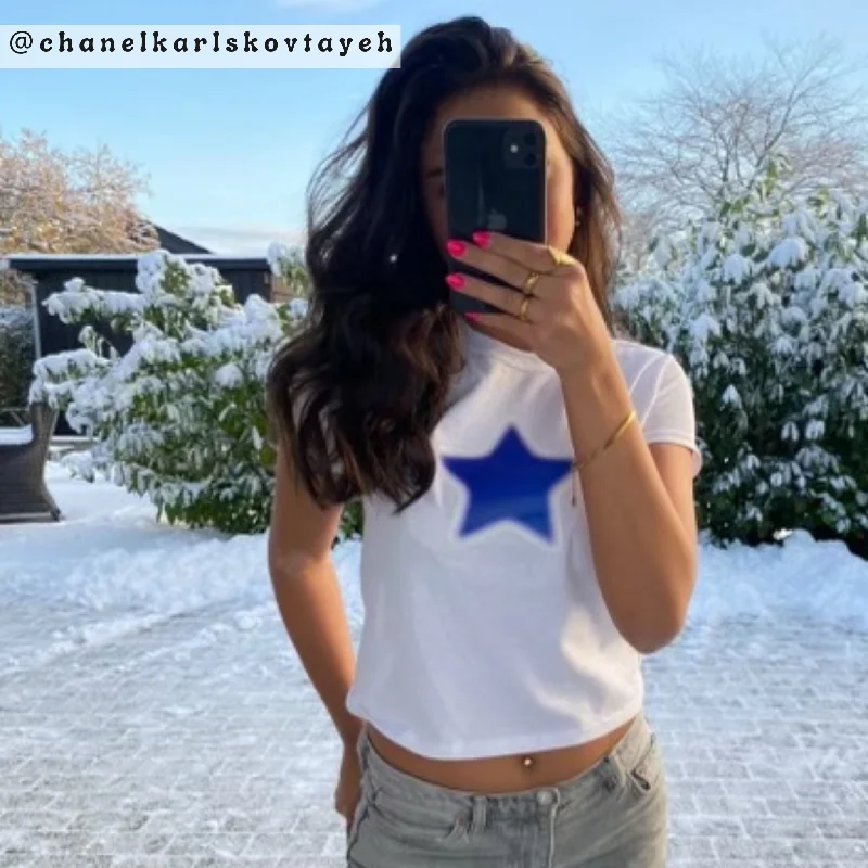 BLURRY STAR, BABY TEE - HVID