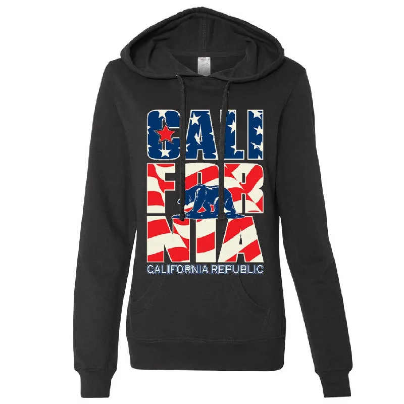 California Republic USA Flag Ladies Lt./Wt. Hoodie