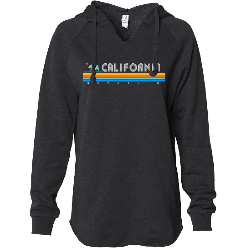 California Republic Vintage Stripe Women's Soft Hooded Pullover