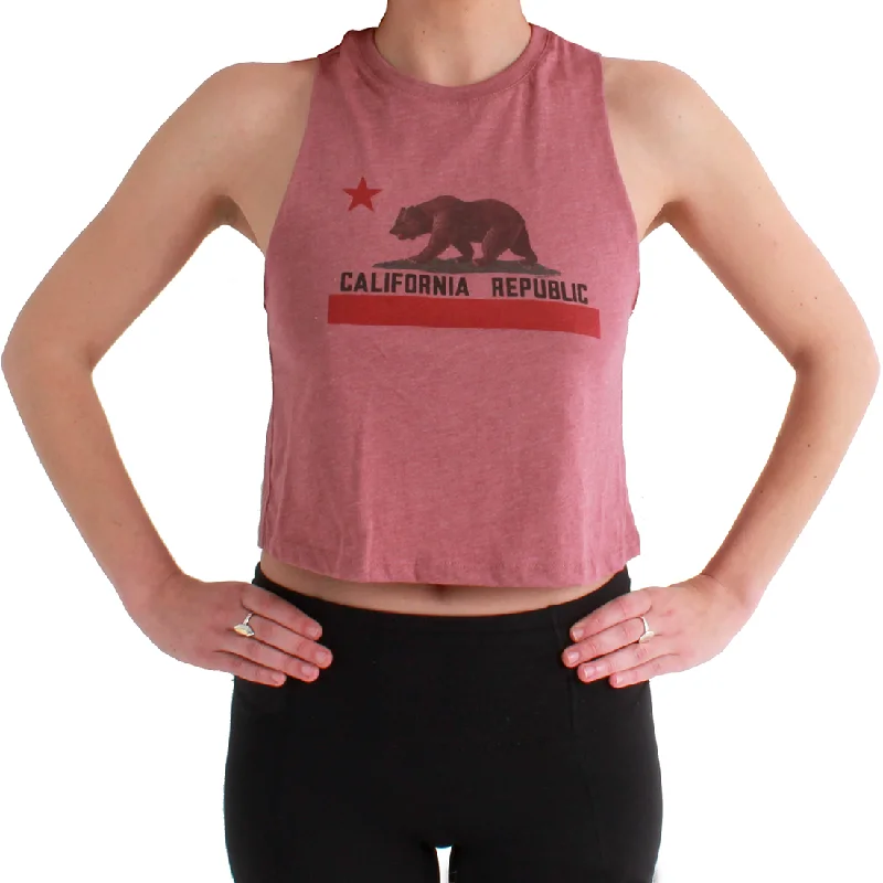 California State Flag Racerback Cropped Tank Heather Mauve