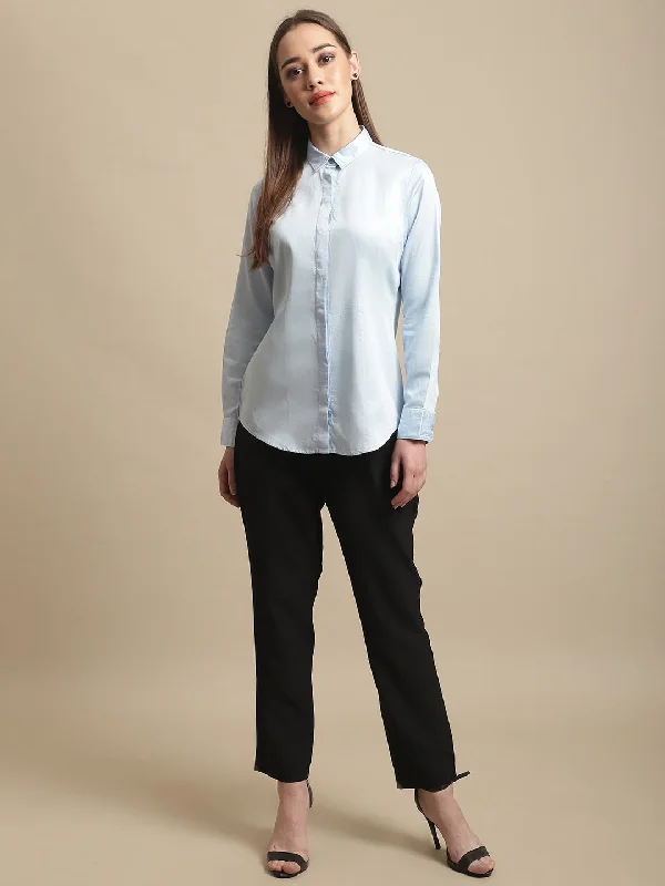 Cantabil Women Sky Blue Shirt