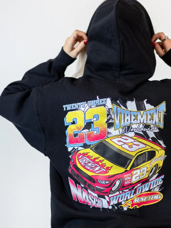 CAR NO. 23 (rygprint) HOODIE - SORT