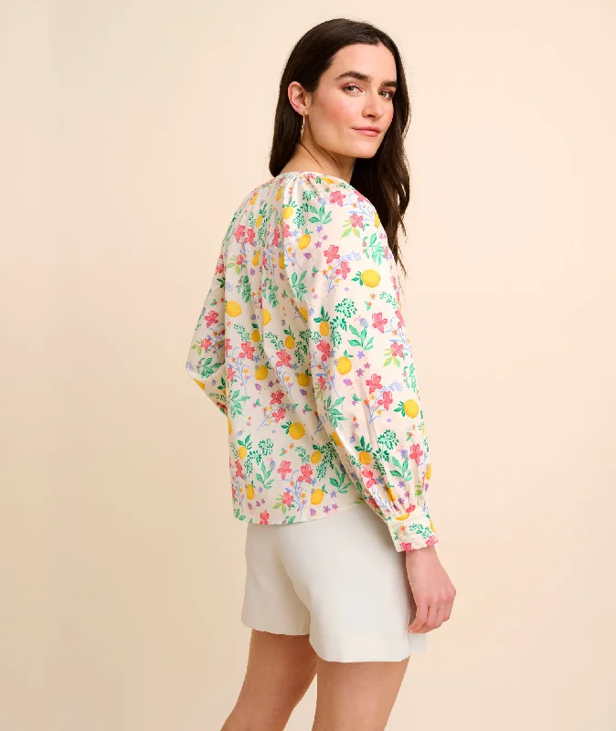 Stretch Cotton Lemon Print Carrie Shirt