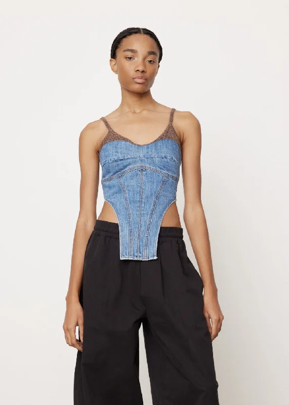 Chuko Knit Combo Denim Bustier