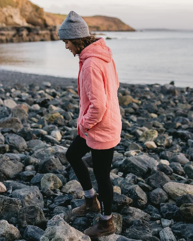 Clementine Recycled Quilted Popper Up Hoodie - Shell Pink