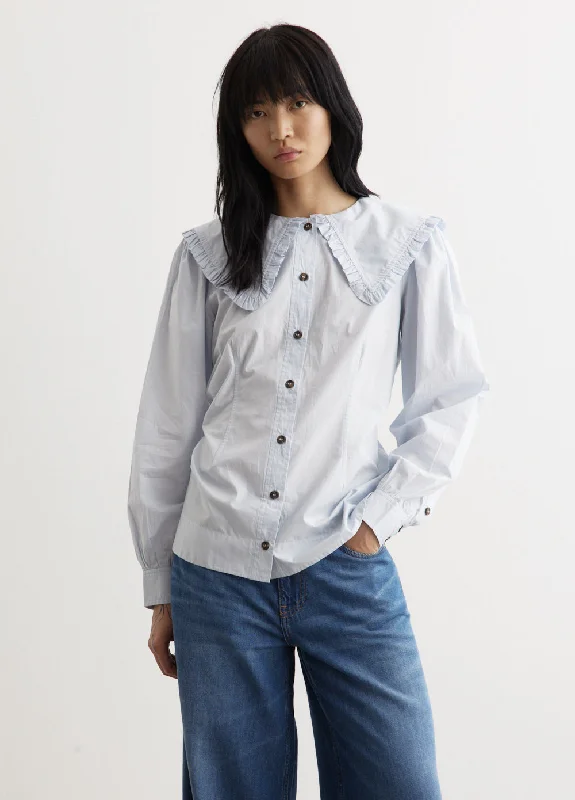 Cotton Poplin Frill Collar Shirt