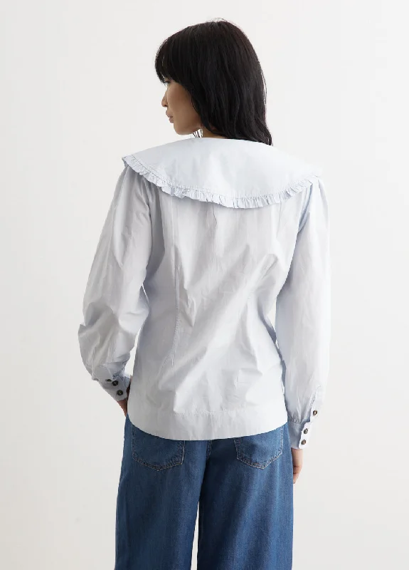 Cotton Poplin Frill Collar Shirt