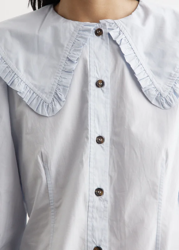 Cotton Poplin Frill Collar Shirt