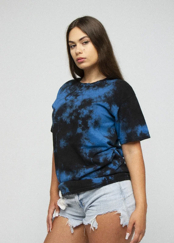 Blue Black Crystal Wash Tie Dye T-Shirt