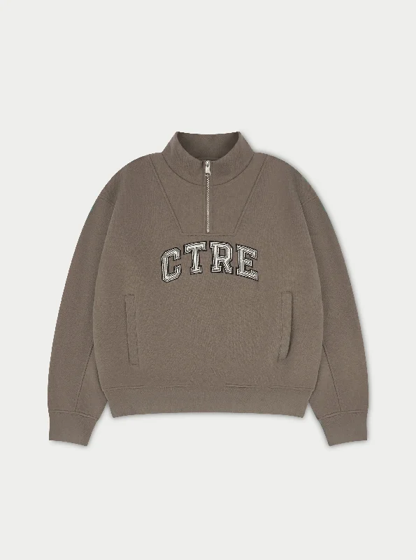 CTRE HALF ZIP SWEATSHIRT - COCOA