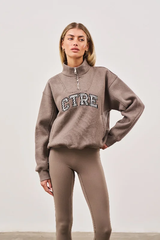 CTRE HALF ZIP SWEATSHIRT - COCOA