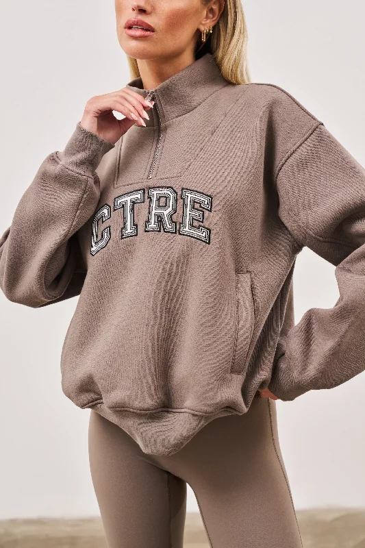 CTRE HALF ZIP SWEATSHIRT - COCOA