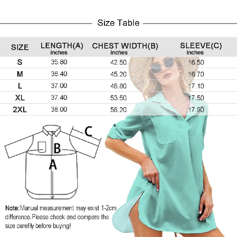 Custom Face Flag Vertical Stripes Chiffon Shirt Dress Thin Cover Up Personalized Women's V-Neck Bikini Beach Tunic Top