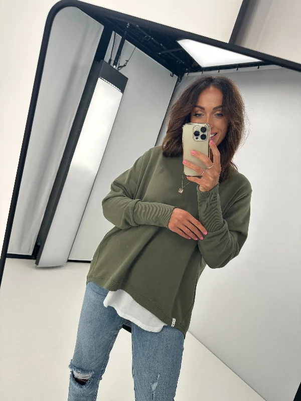 Elm Divine Fleece Crew Khaki Green