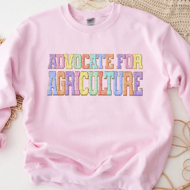 Faux Chenille Advocate For Agriculture Crewneck (S-3XL) - Multiple Colors!