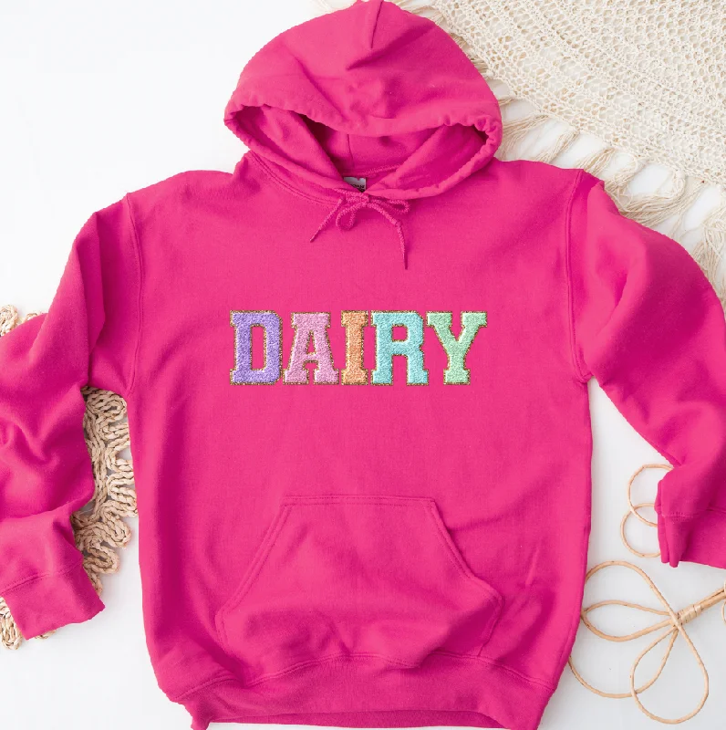 Faux Chenille DAIRY Hoodie (S-3XL) Unisex - Multiple Colors!