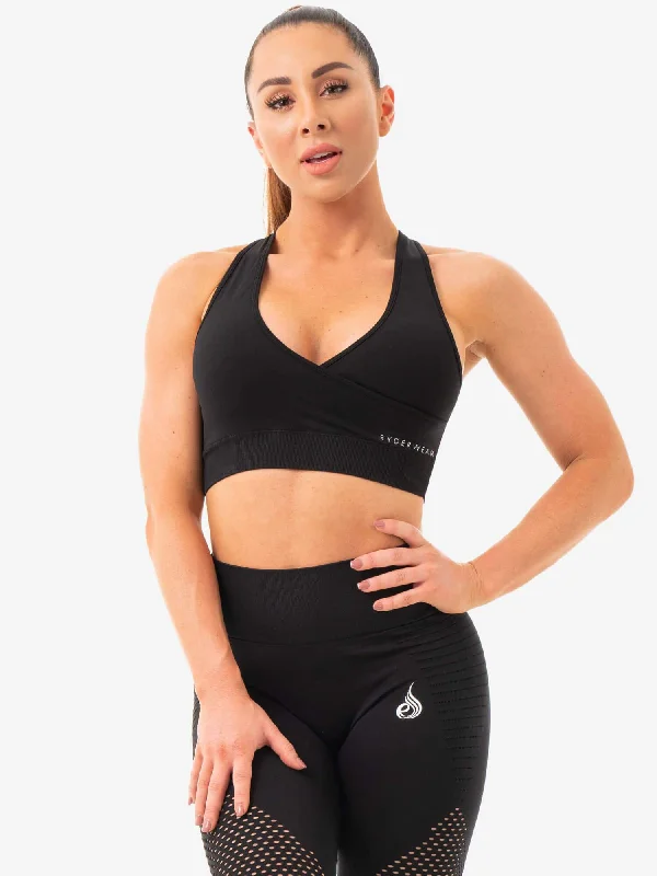 Geo Seamless Sports Bra - Black