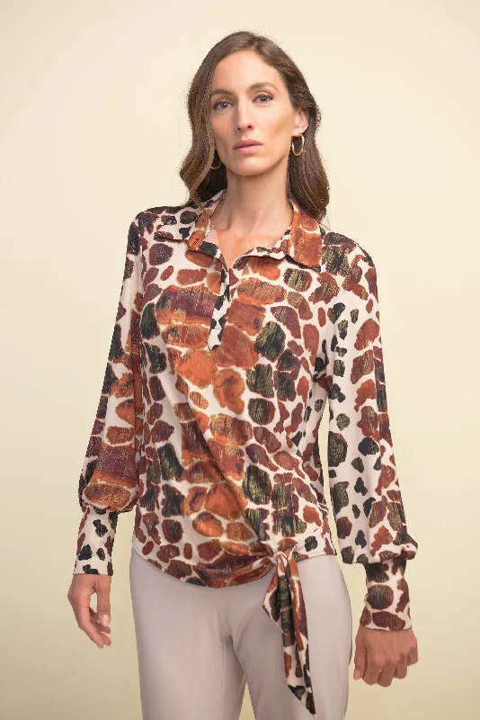 Joseph Ribkoff Giraffe Print, Tie-Hem Blouse