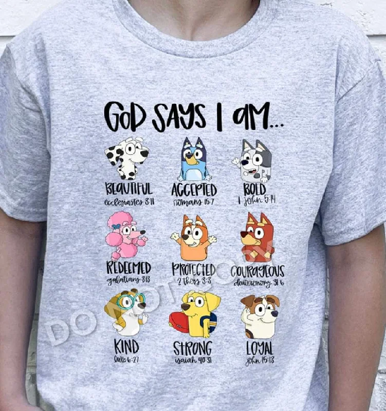 God Says I Am Kids Tee (multiple designs)