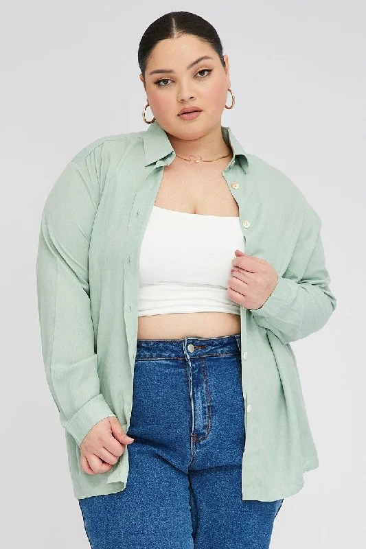 Green Relaxed Shirt Long Sleeve