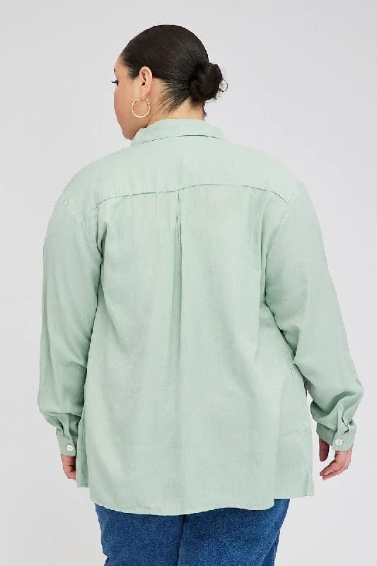 Green Relaxed Shirt Long Sleeve