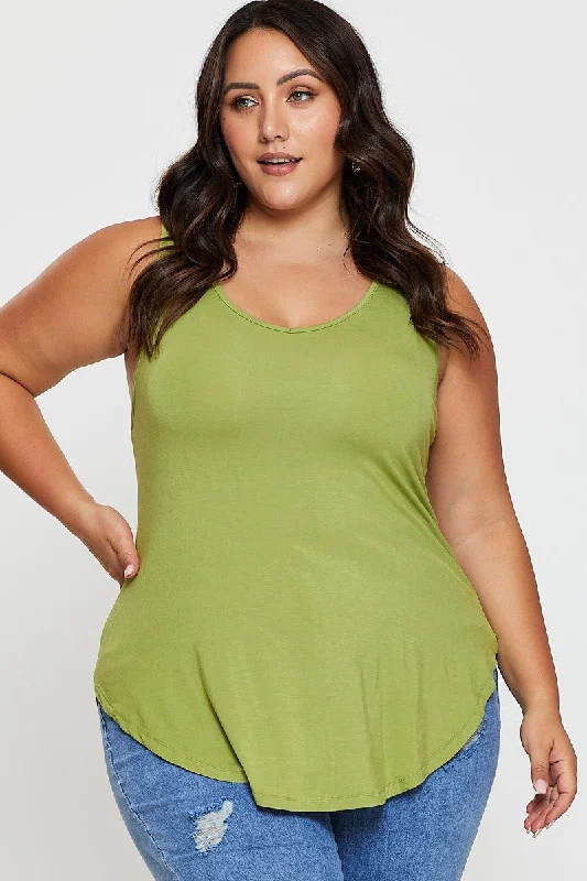 Green Tank Top V-neck Sleeveless