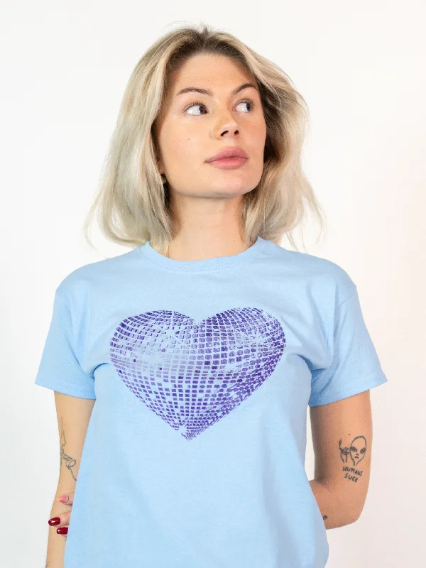 HEART DISCO (BLÅ) BABY TEE - LYSEBLÅ