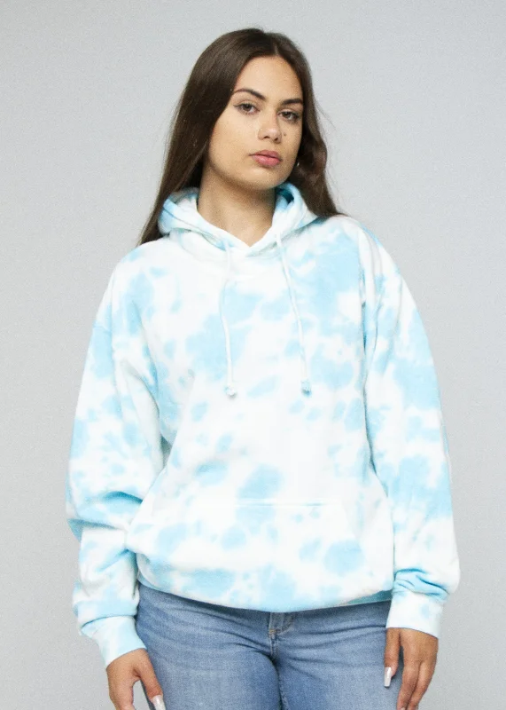 Aqua Blotchy Tie Dye Hoodie