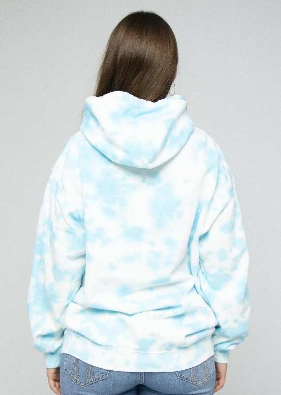 Aqua Blotchy Tie Dye Hoodie