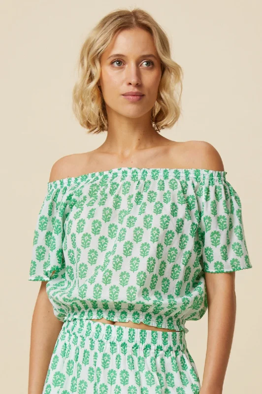 Ilana Organic Cotton Top | White/Green